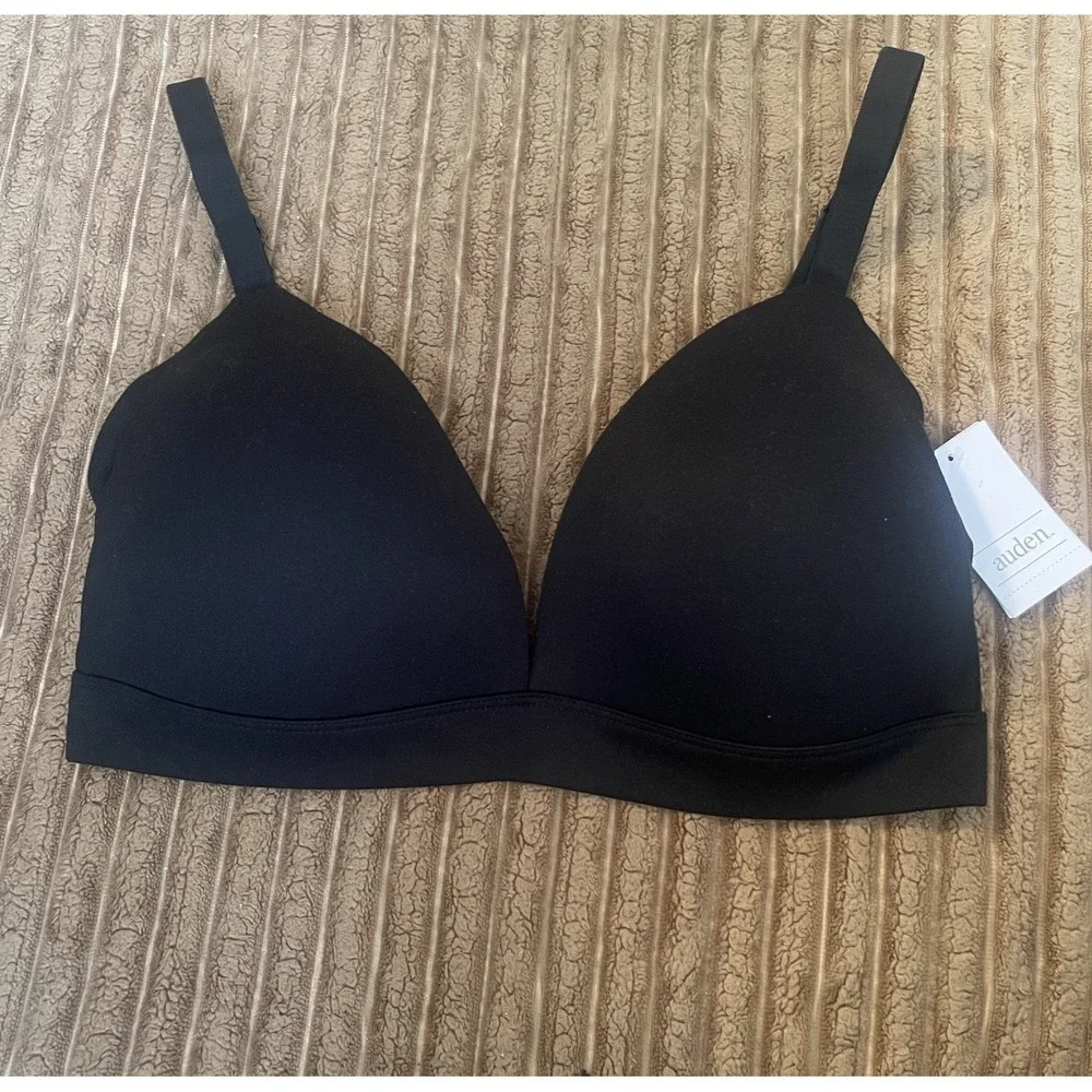 Women's Auden black lightly lined wirefree lounge bra size 34DD